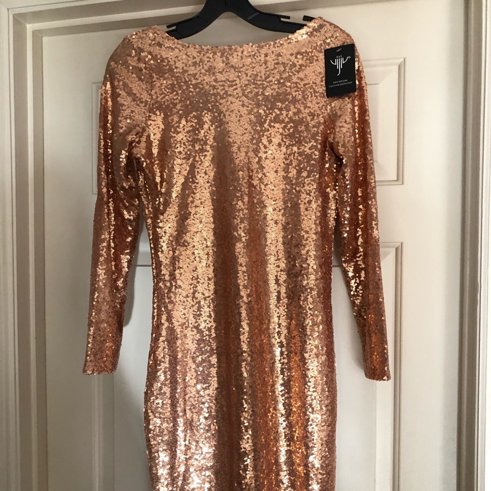 Solid sequin rose gold cocktail dress